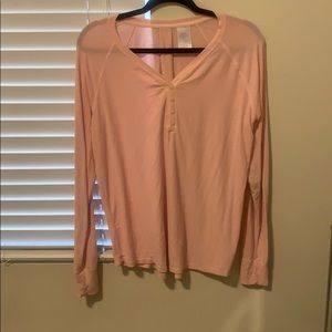 ✨Super soft Henley long sleeve sleep shirt pink